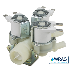 Single Inlet Triple Outlet water solenoid valve - 3/4" BSP male inlet, three 10-mm dia plain outlets 240V